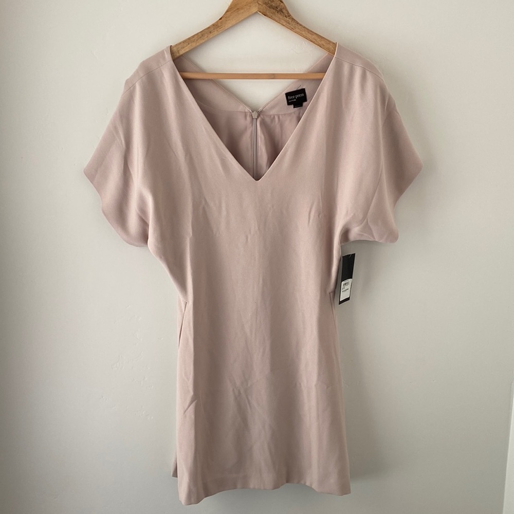 NWT Free Press Beige V-Neck Dress - size small